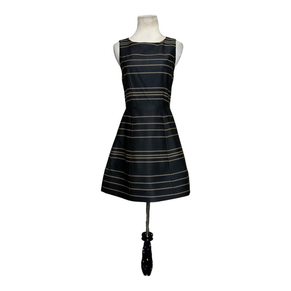 Alice + Olivia Black Gold Lindsey Structured A Line Cocktail Dress size 4